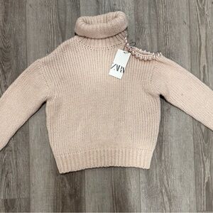 Zara Women's Blush Pink turtle Neck Sweater
